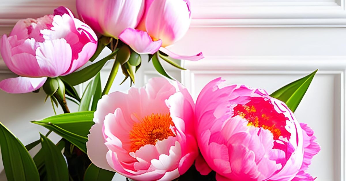 Image showing multiple peony flowers in full bloom.
