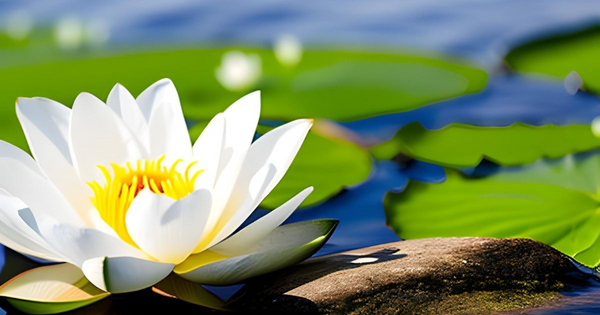 Lotus flower blooming in summer time in water.