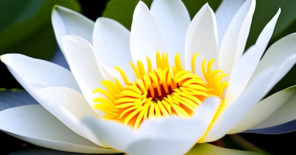 Zoomed photo of white lotus flower blooming, high quality and high resolution image.