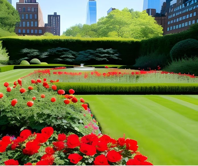 A picture of the Peggy Rockefeller Rose Garden in New York.