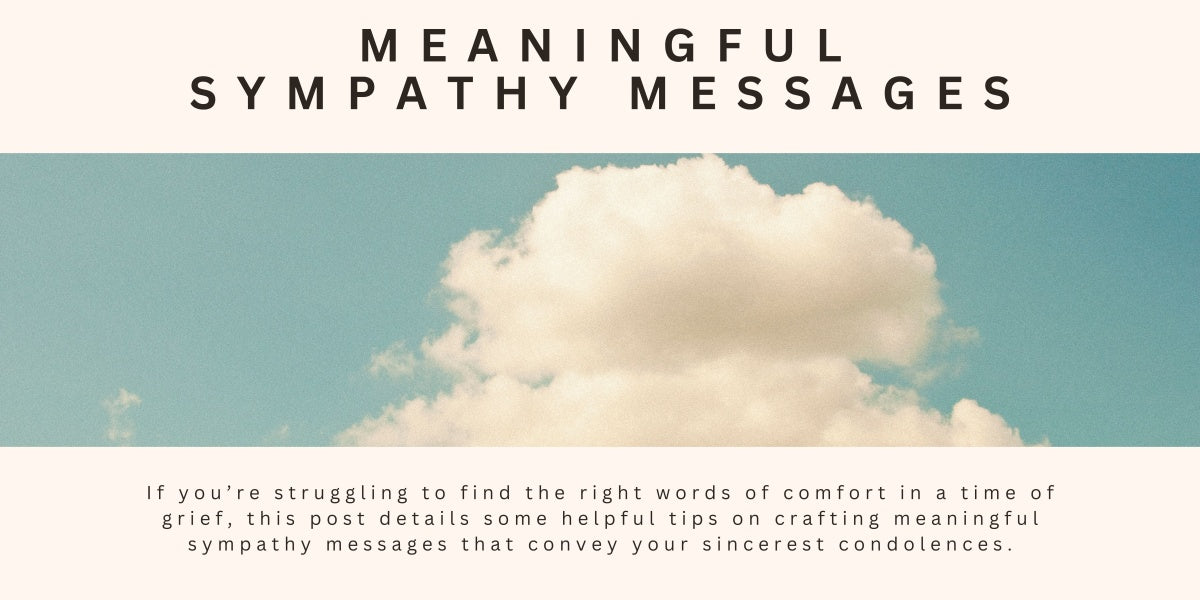 Banner for Meaningful Sympathy Card Messages with an example note.