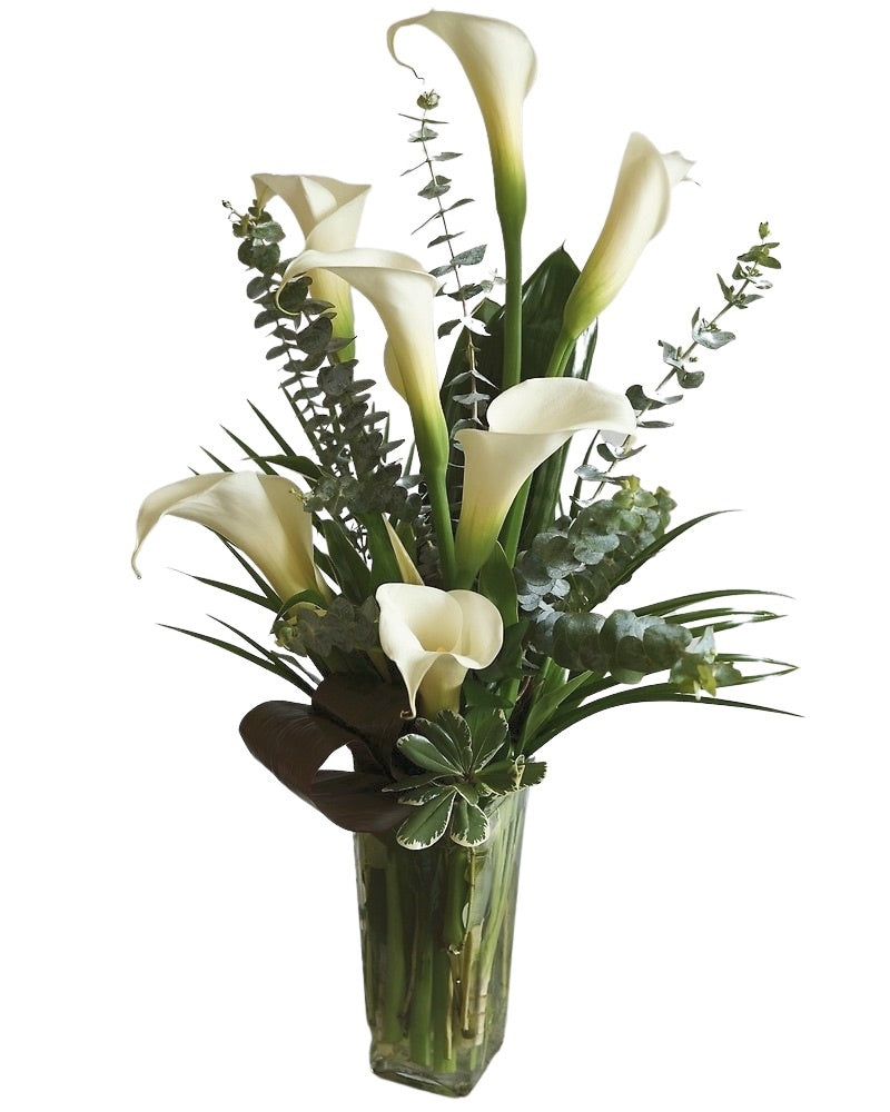 White Lilly Flower Vase Arrangement