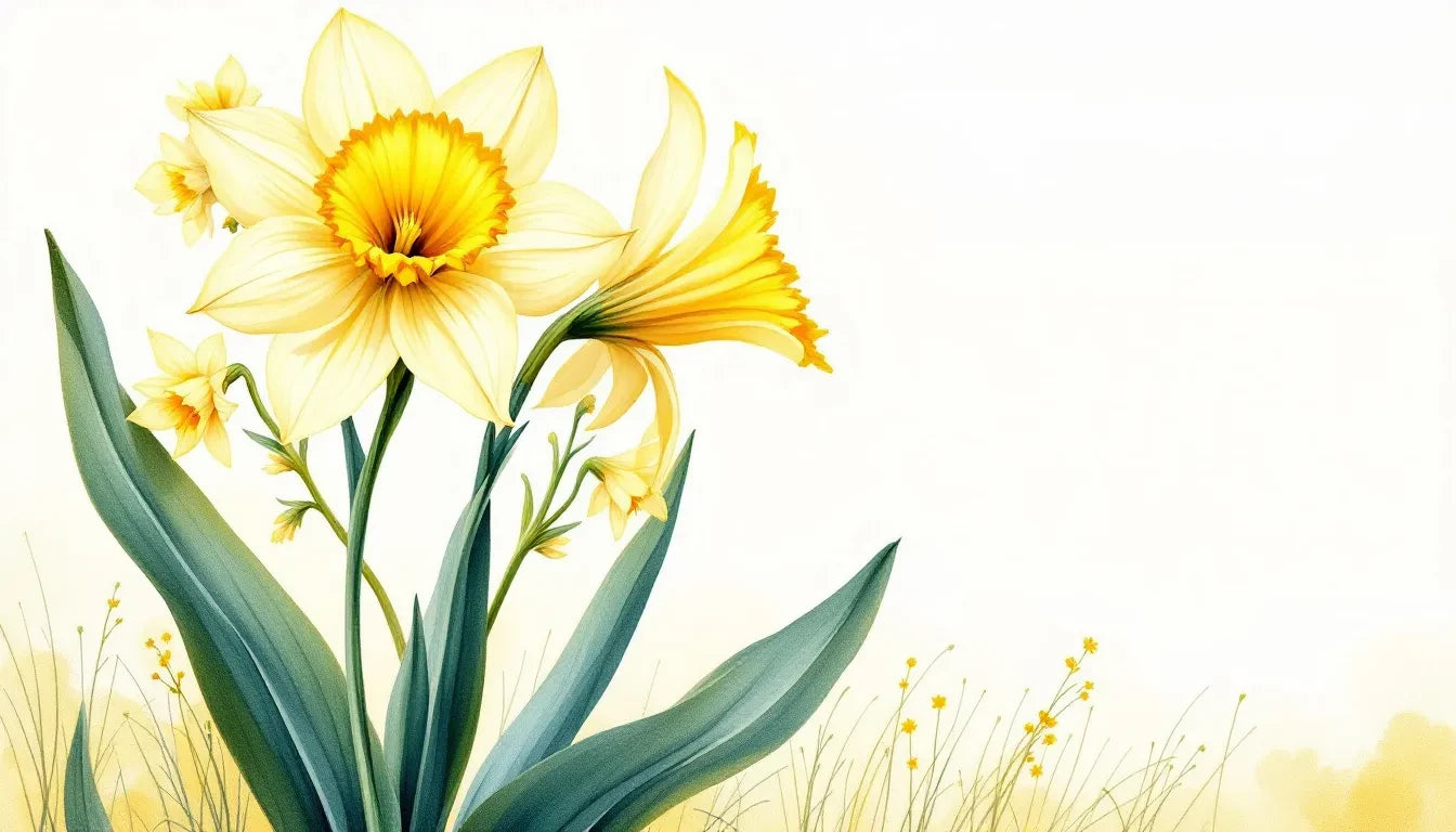Datos interesantes sobre narcisos y junquillos ilustrados con flores.