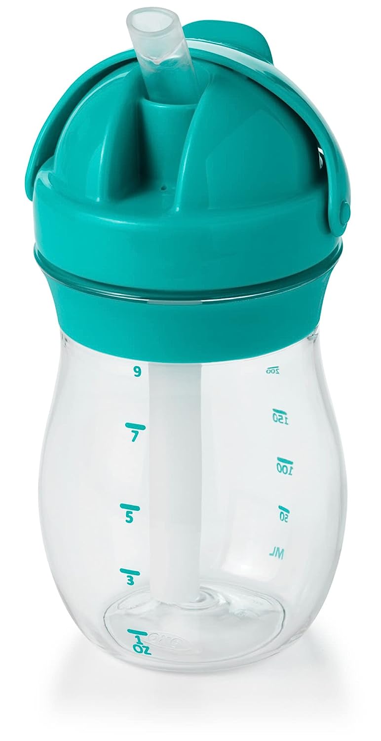 OXO Tot Transitions Straw Cup with Removable Handles Teal 6 Ounce