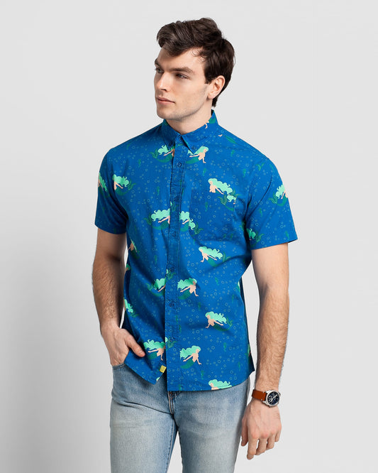 Poplin & Co. Fish Print Button Up Shirt