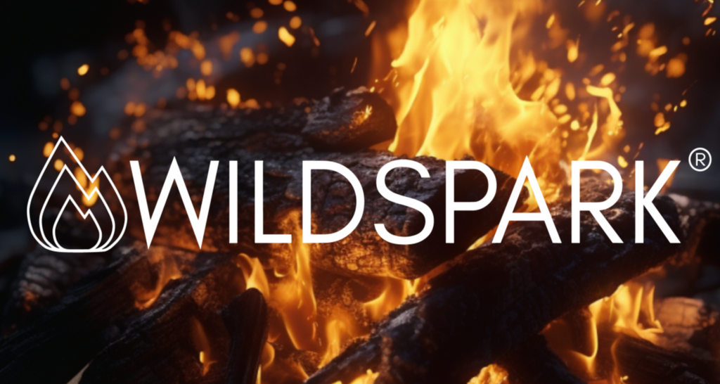 WILDSPARK Logo und Brand Name vor einem Lagerfeuer