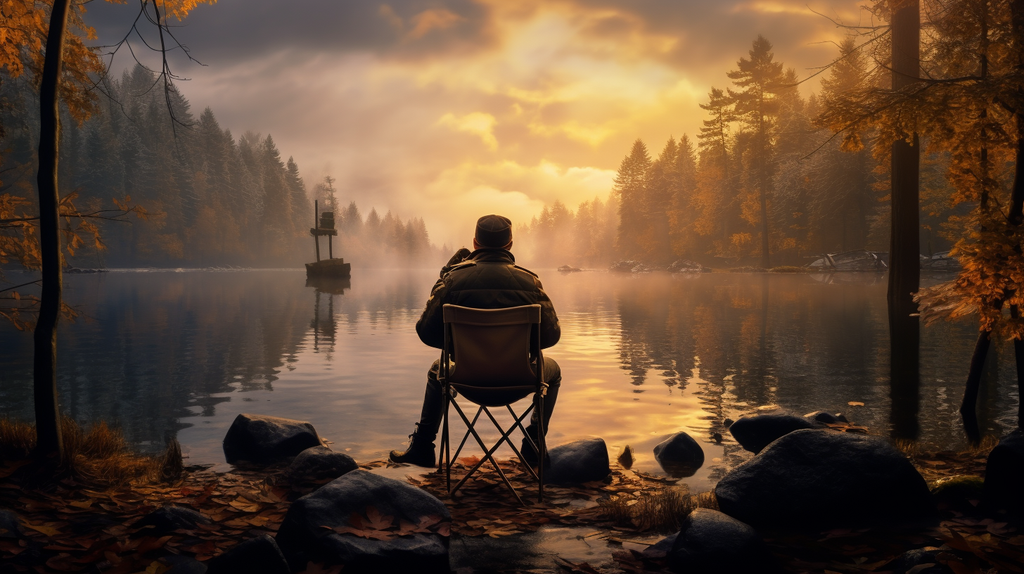 Ein beeindruckendes Bild eines Fotografen, der auf einen besonderen Augenblick wartet, während er von der Natur umgeben ist.