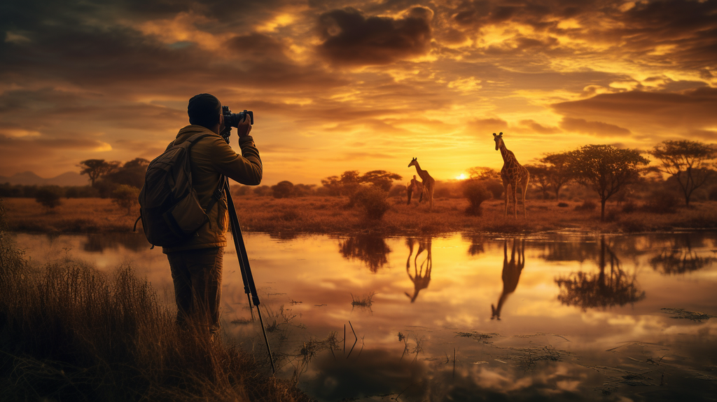 Ein inspirierendes Bild eines Fotografen, der behutsam mit der Natur umgeht und vorsichtig ein Bild von einem wilden Tier einfängt.