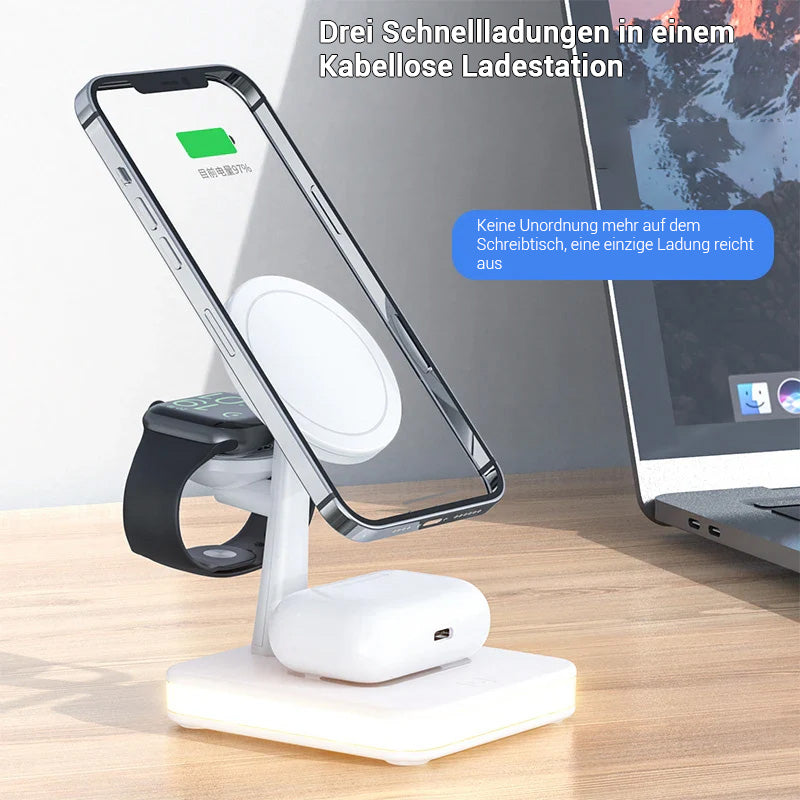 15w 3 in 1 magnetisches kabelloses Ladegerät Stand Pad, für iPhone 14 13 12 Pro Max Apple Watch 8 7 6 Airpods, Fast Charging