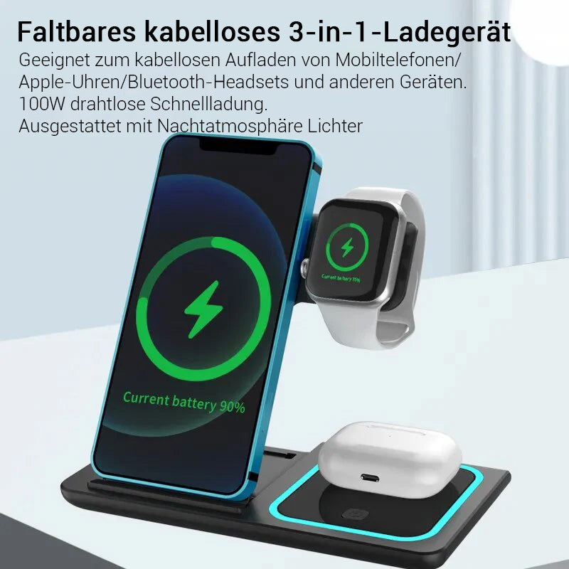 Kabelloses Schnell Ladestation Ladegerät Ladeständer Charging Station MagSafe Dockingstation Apple iPhone, Watch, AirPods