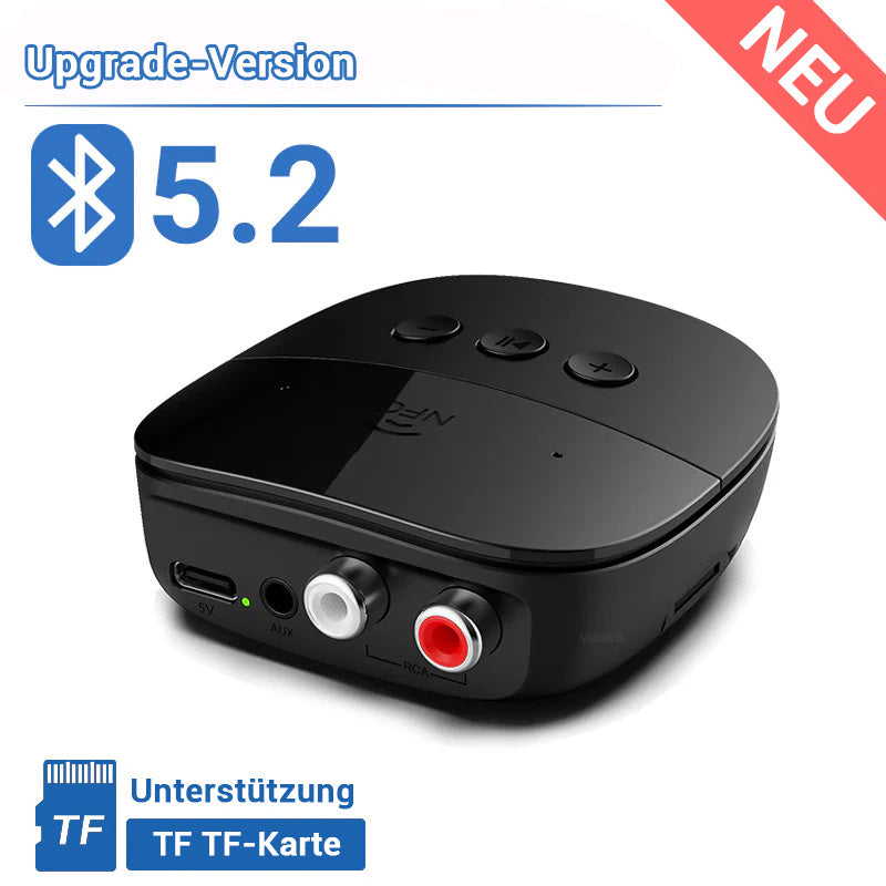 Premium Bluetooth 5.2 Audioempfänger RCA 3,5mm AUX USB Stereo NFC Drahtloser Adapter U-Disk TF-Karte mit Mikrofon für AutoKit