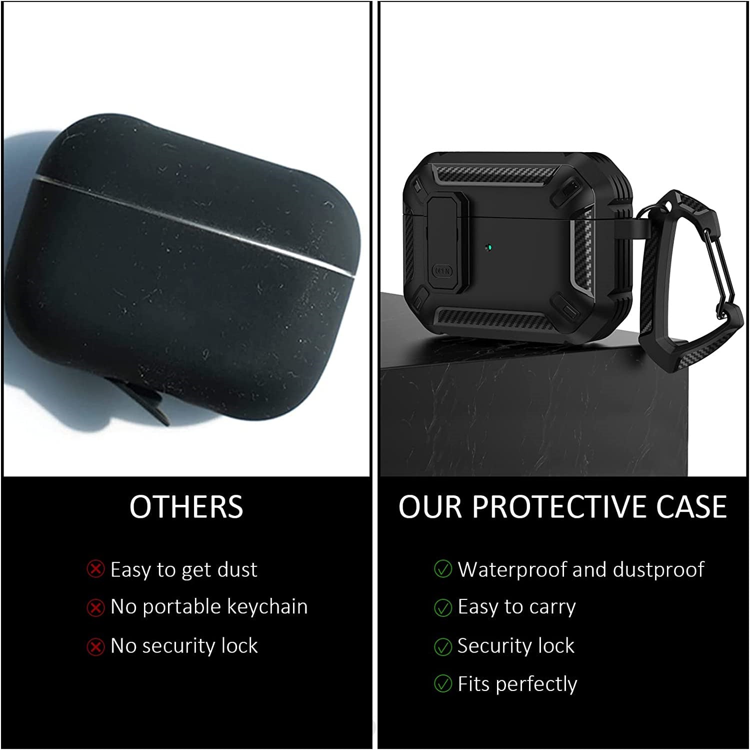 Carbon Fiber Protection Case for Apple AirPods | Premium Shockproof, Dust-Resistant, and Scratch-Proof AirPods Cover