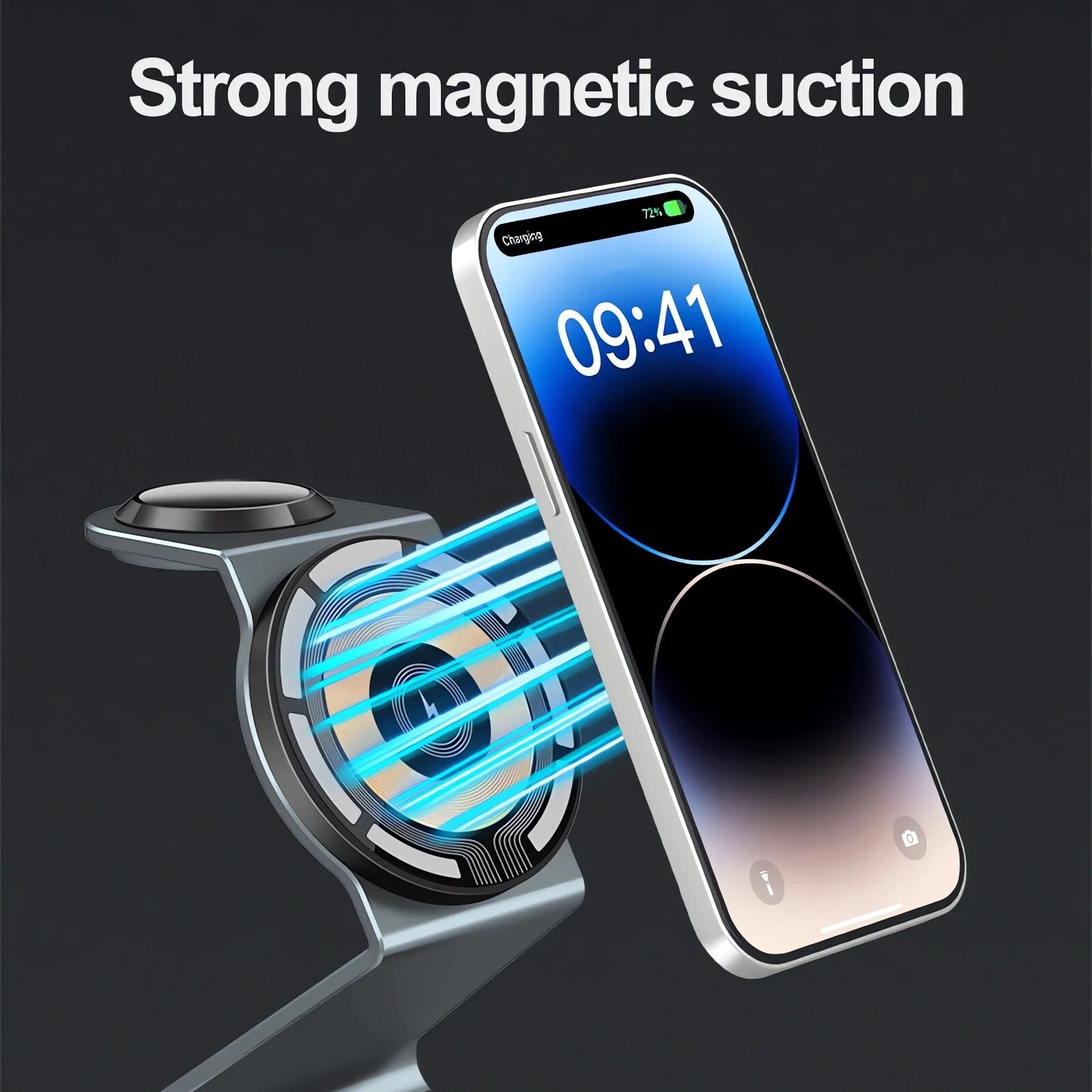 3 In 1 Foldable Magnetic Charging Station 15W Wireless Charger Aluminum Fast Dock Wireless Charging Station Apple iPhone