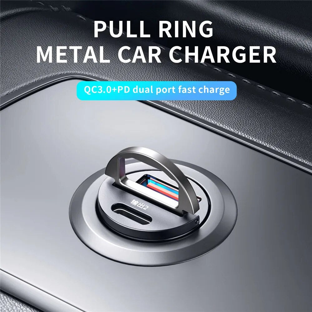 High-Quality 200W Mini Car Charger with Fast Charging for iPhone, QC 3.0 PD, USB Type C Car Phone Charger