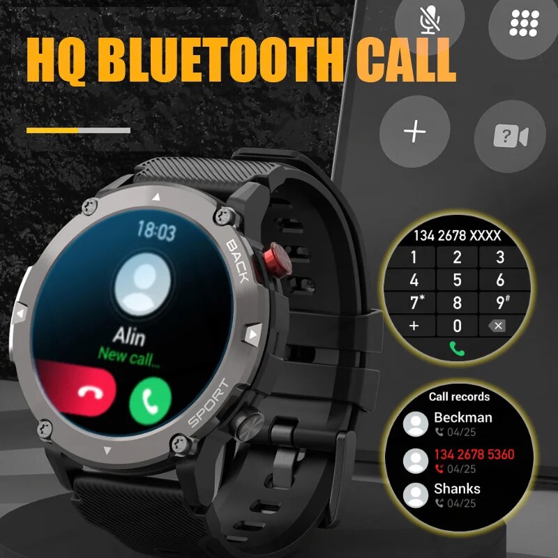 High-Quality Smartwatch 2024 for Men, Bluetooth Calling, Waterproof Watches, Blood Pressure, Outdoor Sports, Smartwatch