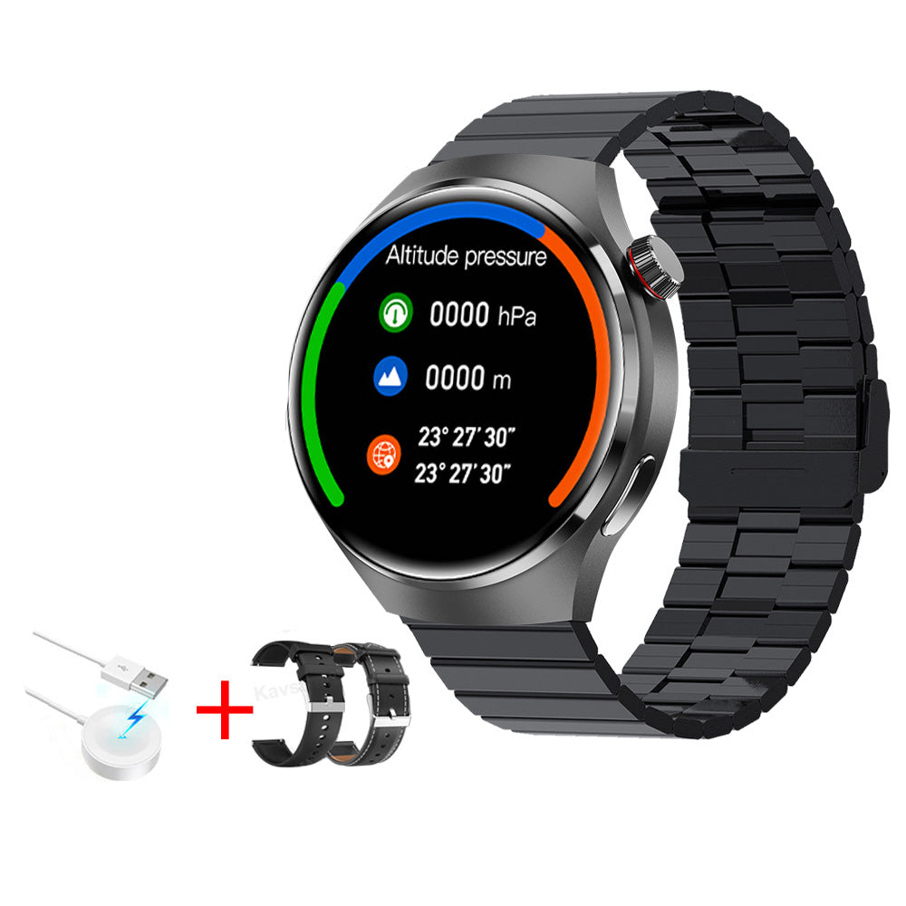 Premium Smartwatch für Männer | Uhr 4 Pro mit AMOLED HD Bildschirm Bluetooth Anruf, GPS Herzfrequenzmessung