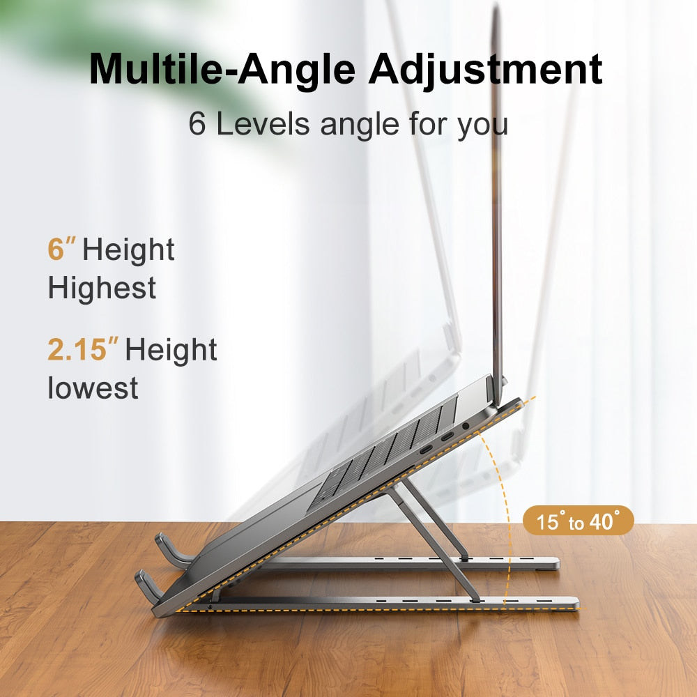 Premium Portable Aluminum Laptop Stand | Notebook Support, Computer Mount for MacBook Air Pro, Accessories, Foldable Lap-Top