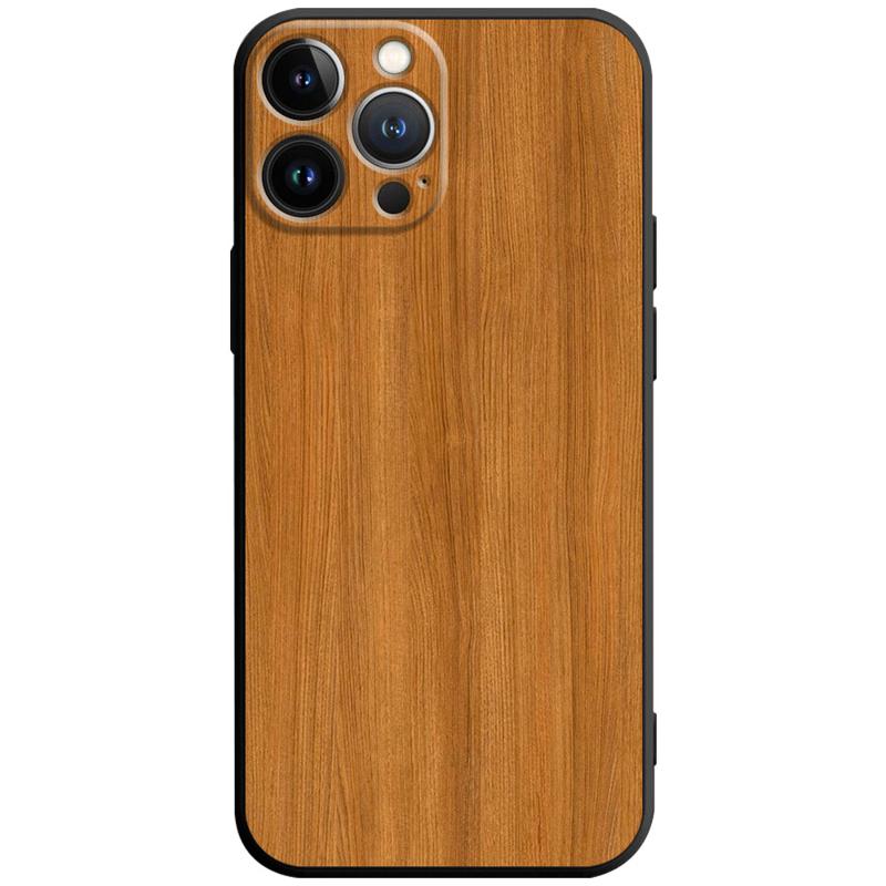 Premium Phone Case, Cover Brown Smooth Wood Grain Metallic Case Black Phone 15/13/11/14 Pro Max/12/X/XS/8/7 Plus/XR