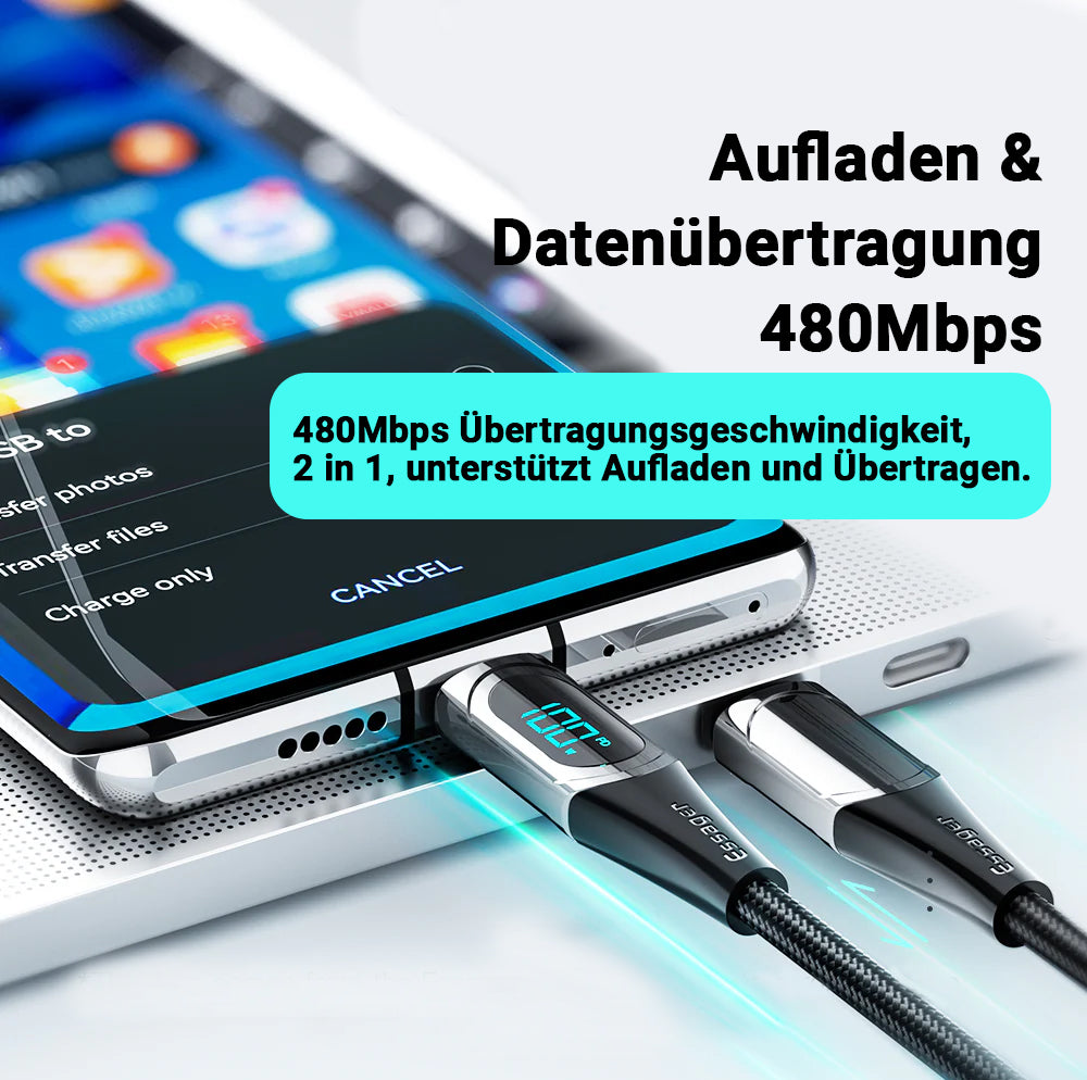 Premium Essager USB Typ C zu USB C Kabel 100W5A PD Schnelllade-Ladegerät Draht für MacBook Xiaomi Samsung, 2M Typ-C USBC Kabel