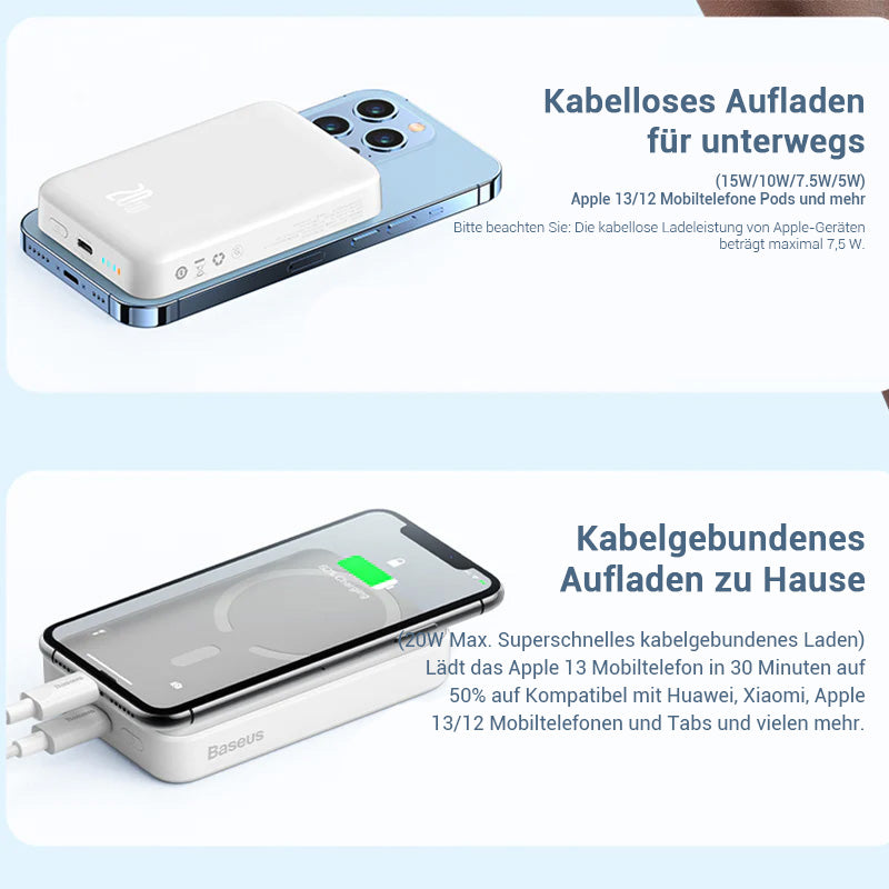 Prämie Baseus Power Bank 10000mAh 20000mAh Mini  Magnetisches Drahtloses Schnellladen | Auto-Wake für iPhone 15 14 13 Pro Max