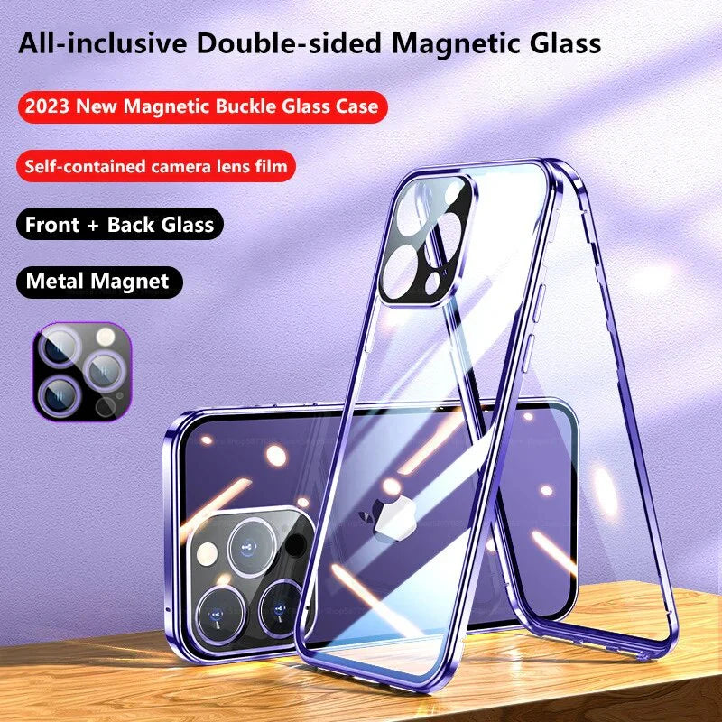 Premium 360° Full Magnetic Adsorption Metal Case | MagSafe, Cover, Apple iPhone 15/14/13/12/11 Pro Max