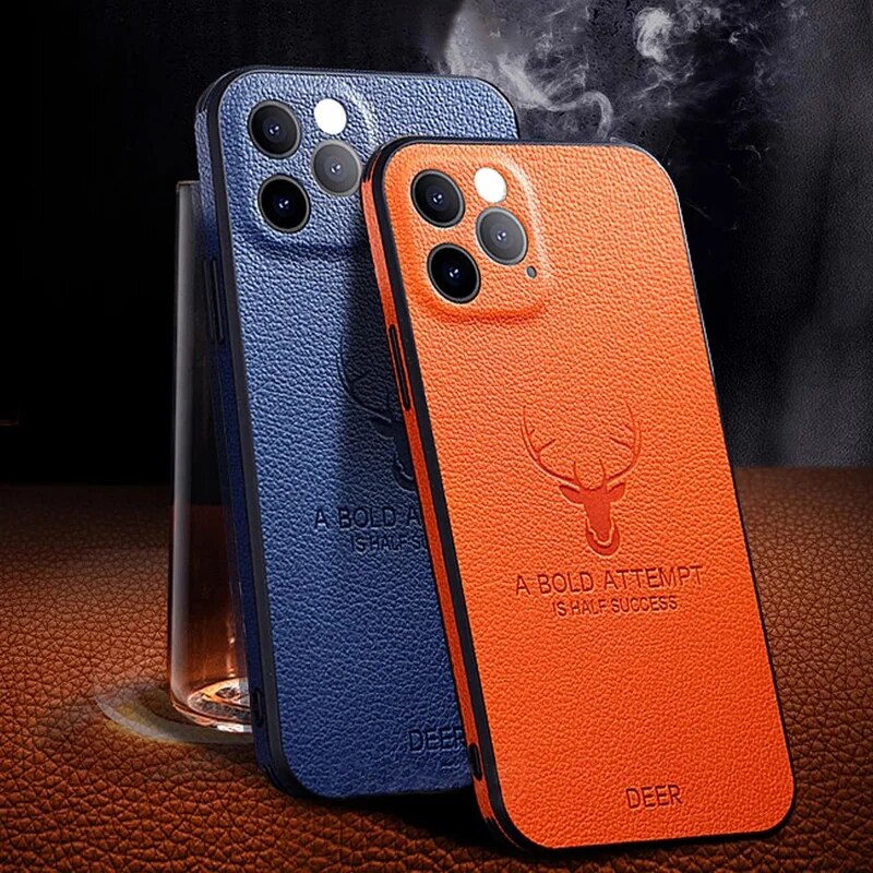 Deer Leather Texture Apple iPhone Case | MagSafe, Camera Lens Protection, Shockproof iPhone 12 13 14 15 Pro Max Plus Mini