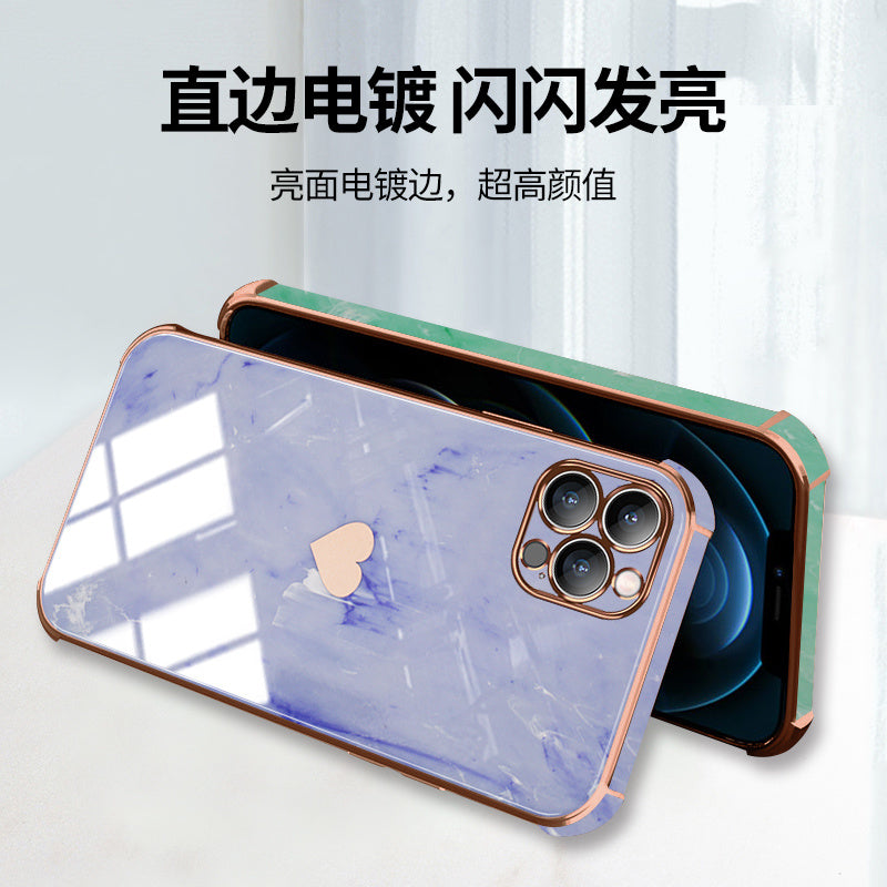 Luxury Love Heart Marble Phone Case | MagSafe | Cover for iPhone 15/14/13/12/11 - Pro Max - Galvanized Case Protective Case