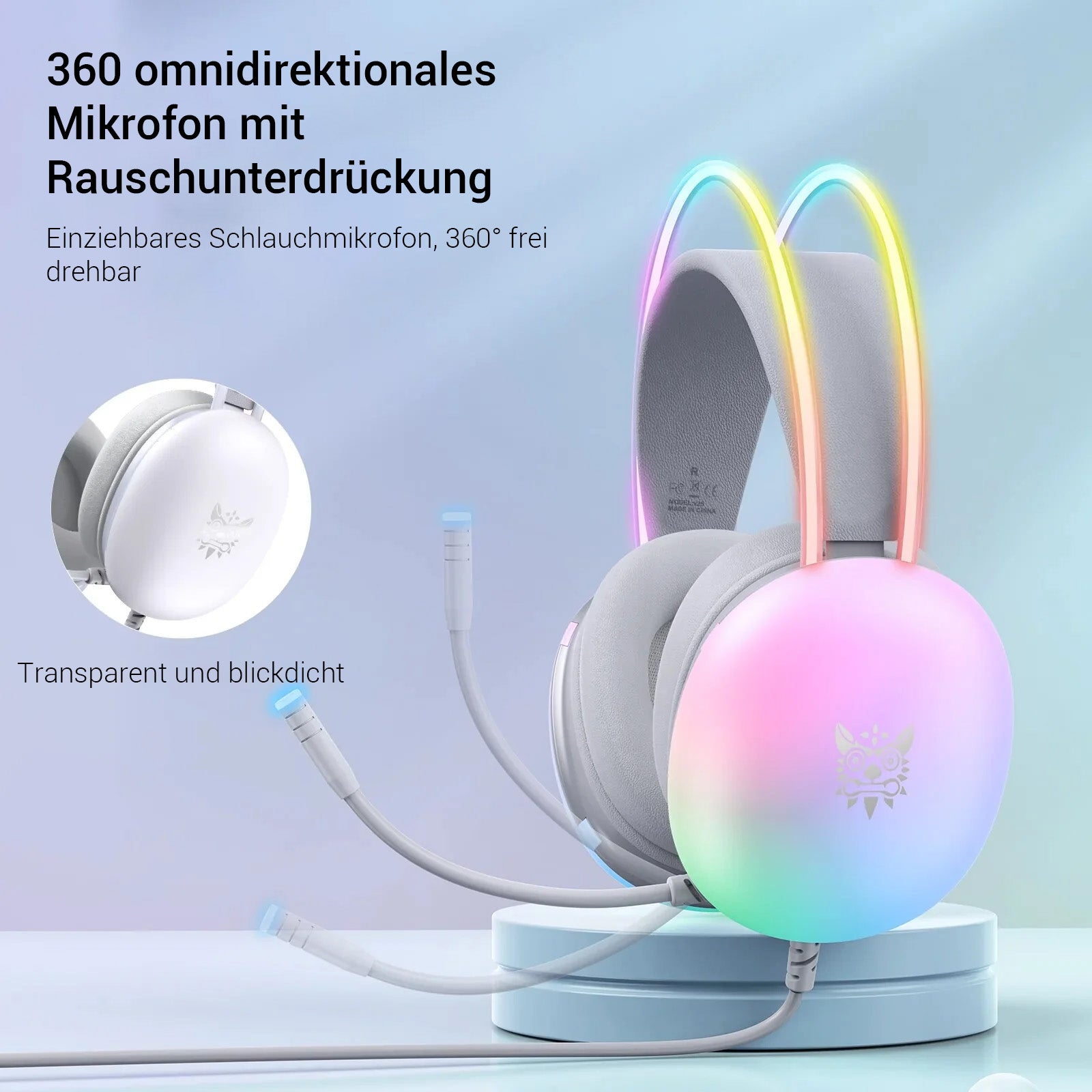 Premium Onikuma 2024 Neues Headset: Voll RGB PC Gaming Kopfhörer mit RGB-Leuchten für Gamerkollegen | Limitierte Auflage