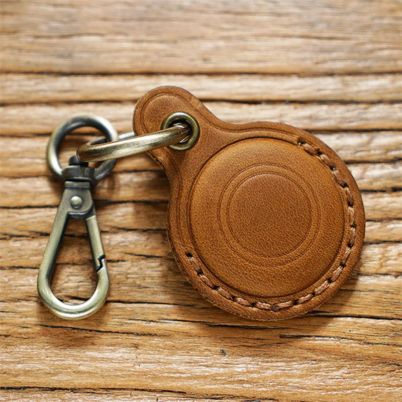 High-Quality Retro Leather Keyring for Apple Airtag Locator Tracker | Apple Airtag Bracelet Anti-Drop Protective Cover