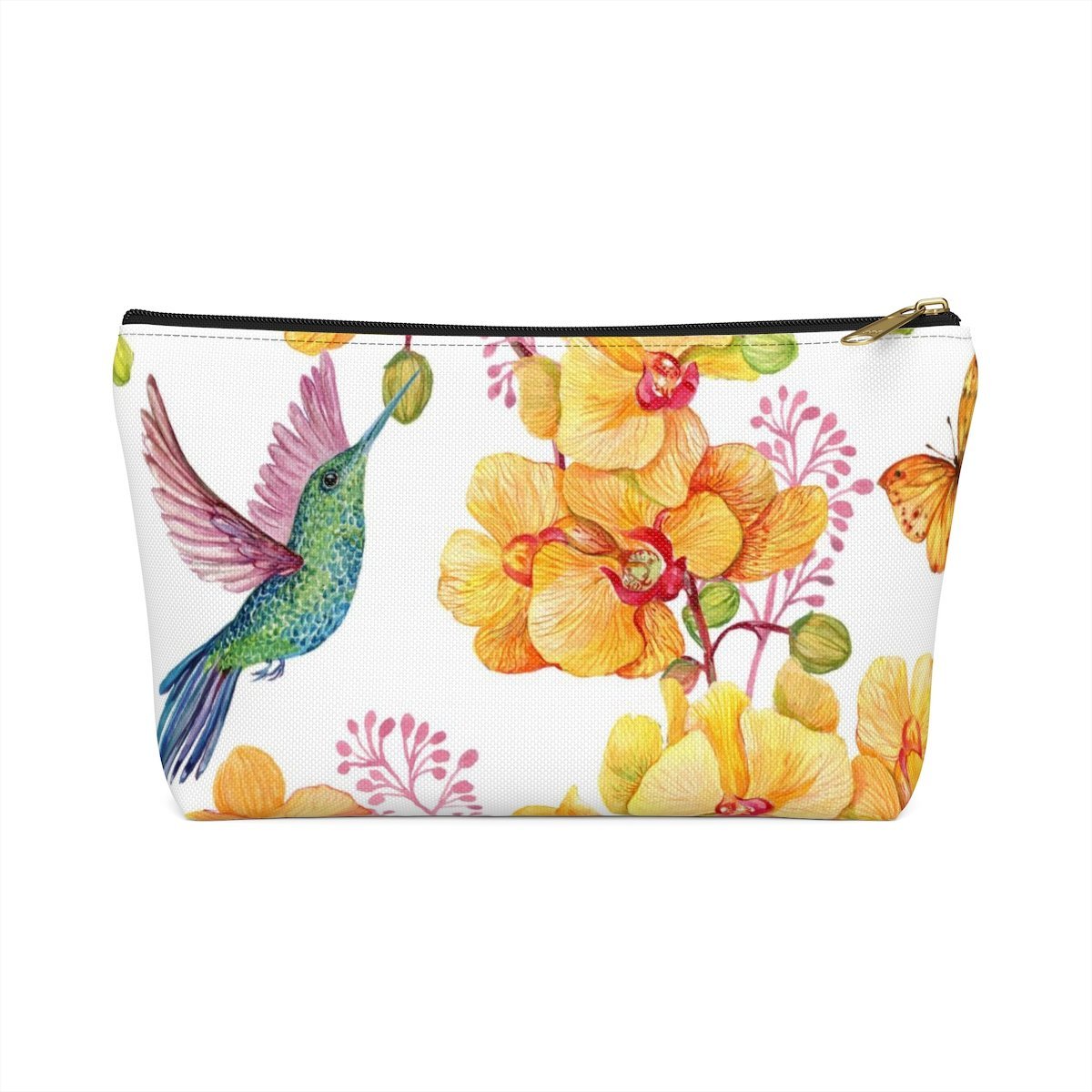 Hummingbird Garden Flowers Accessory Pouch & Makeup Bag