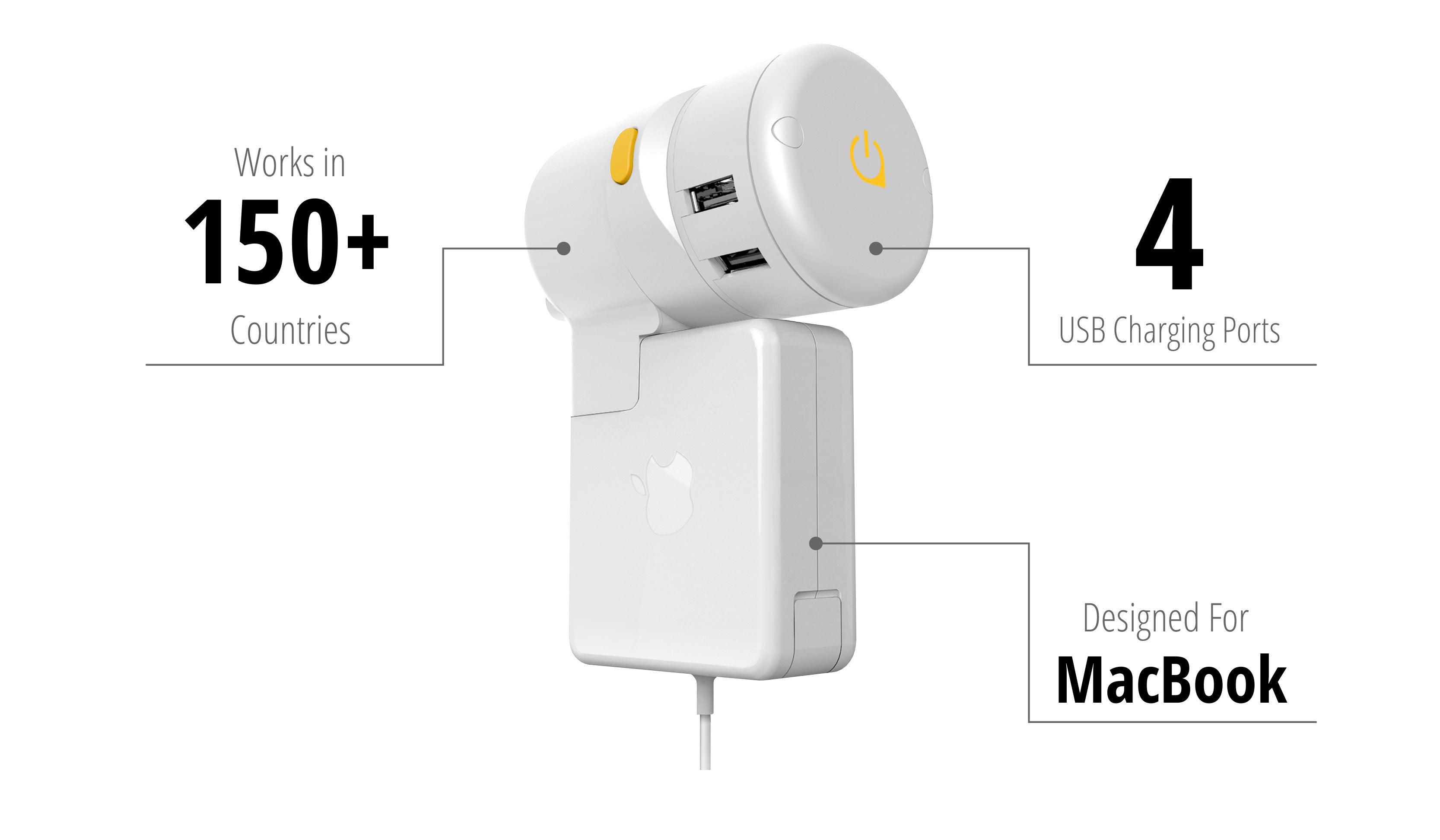 OneAdaptr Twist+ DUO - Chargeur international 2 ports USB + prise chargeur  Apple - Chargeur - konnext