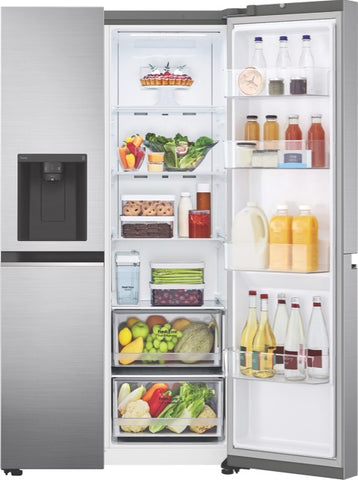 LG 635L Refrigerator with UVnano Dispenser, Non-Plumbed in Stainless Finish front view door open
