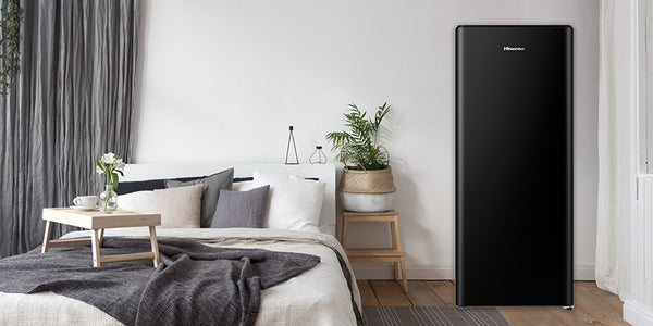 put a black hisense bar fridge in your bedroom to keep your snacks fresh