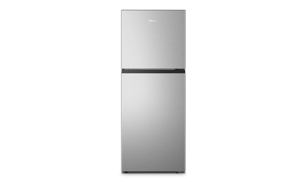 a hisense 205L stainless steel top mount fridge front view