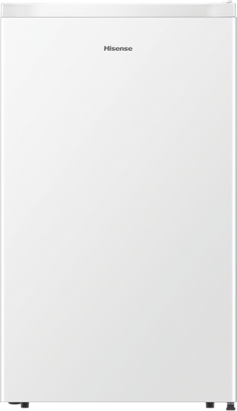 Front view of a white Hisense 125L bar fridge