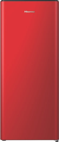 red hisense bar fridge front view