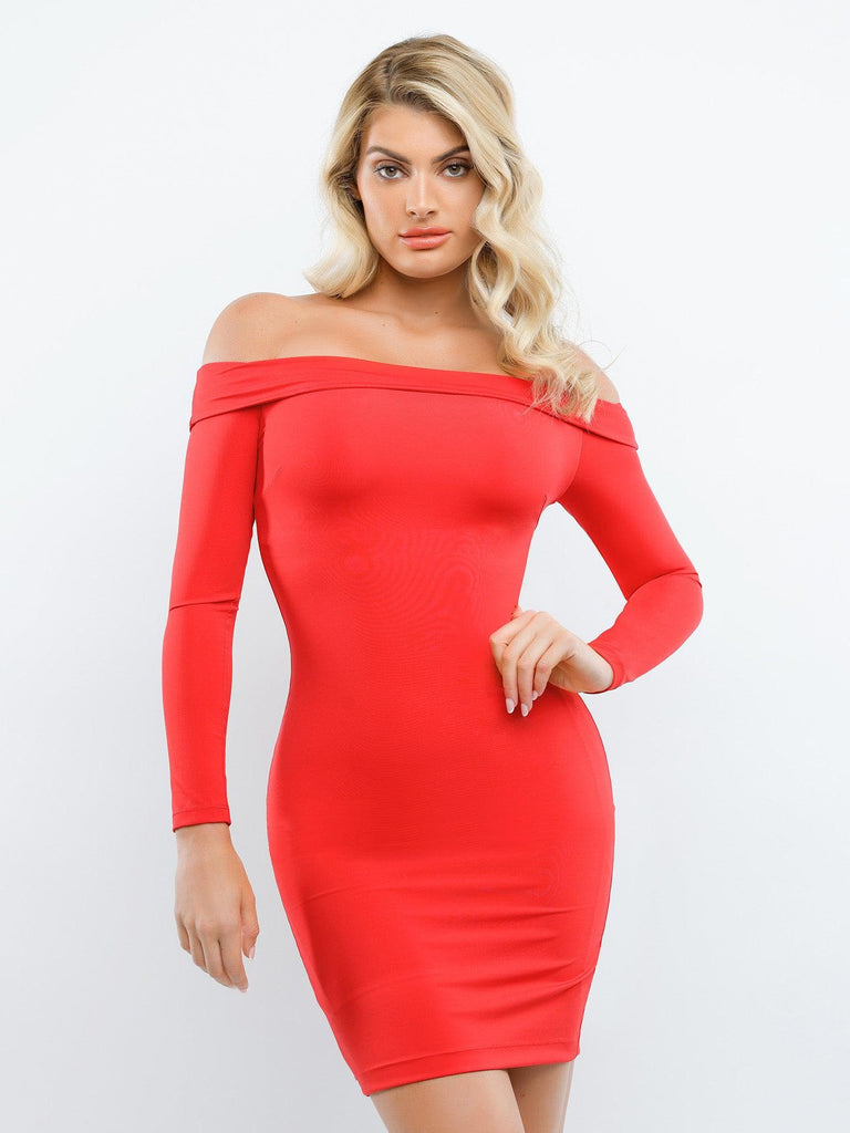 Best Deal for GIANTHONG Dress with Built In Shapewear Red and Black