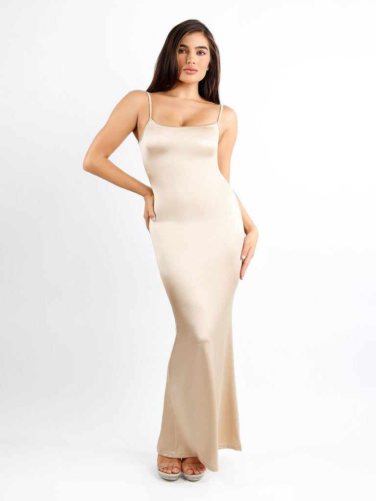 Built-In Shapewear Crew Neck Sleeveless Maxi Lounge Dress