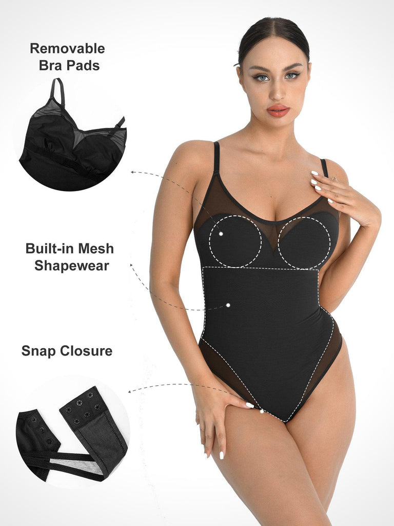 All Mesh Shapewear Thong Bodysuit