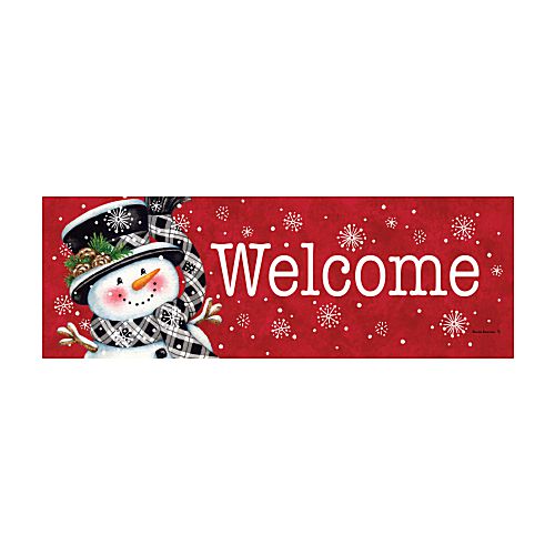 BLACK & RED SNOWMAN Signature Sign™, PVC Winter Welcome Yard Sign