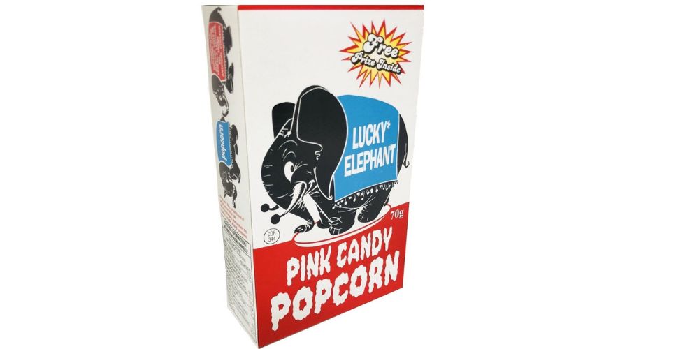 Lucky Elephant Pink Candy Popcorn - Retro Candy - 1950s Candy