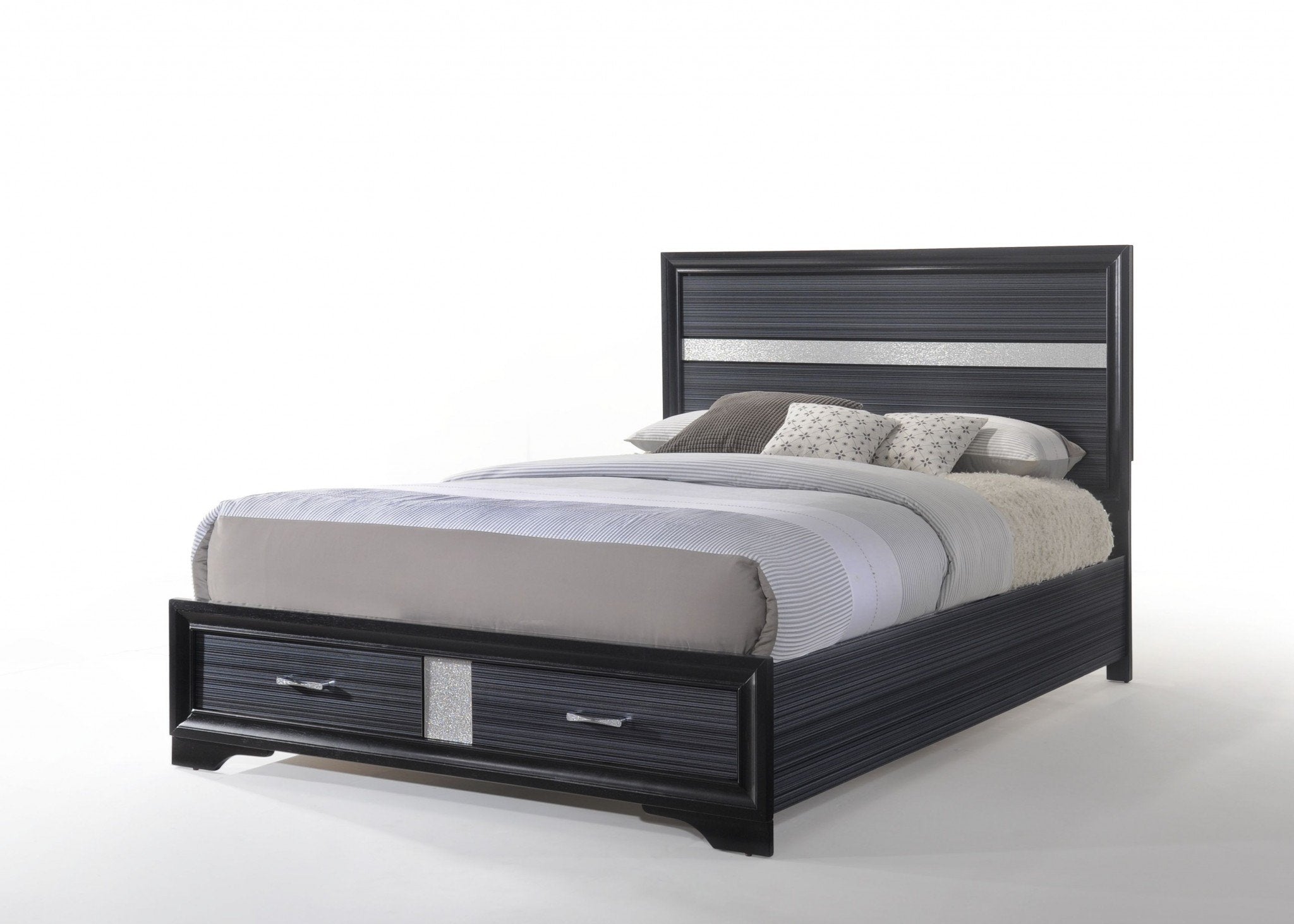 Black Wood Eastern King Bed w/ Storage