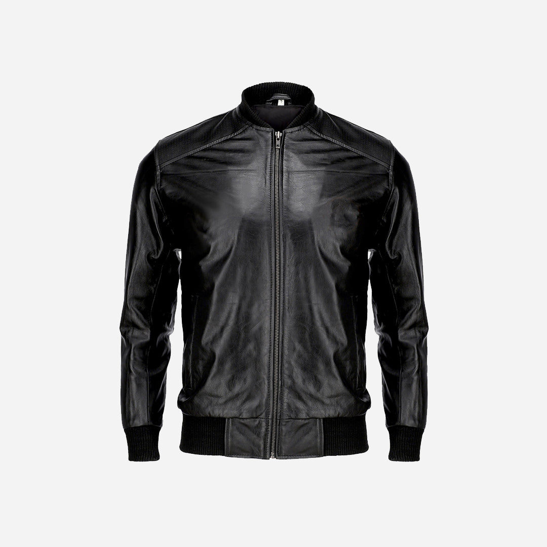 Men's Bomber Style Genuine Black Leather Motorcycle Jacket – Jildleather