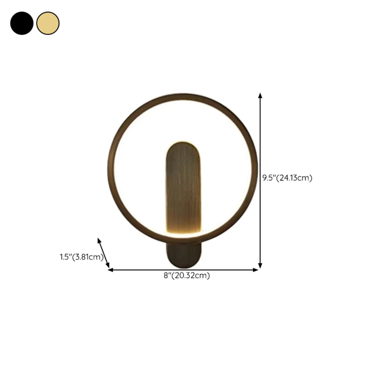 Art Circular Dimmable Metal Ambient Wall Light Gold Zawala #size