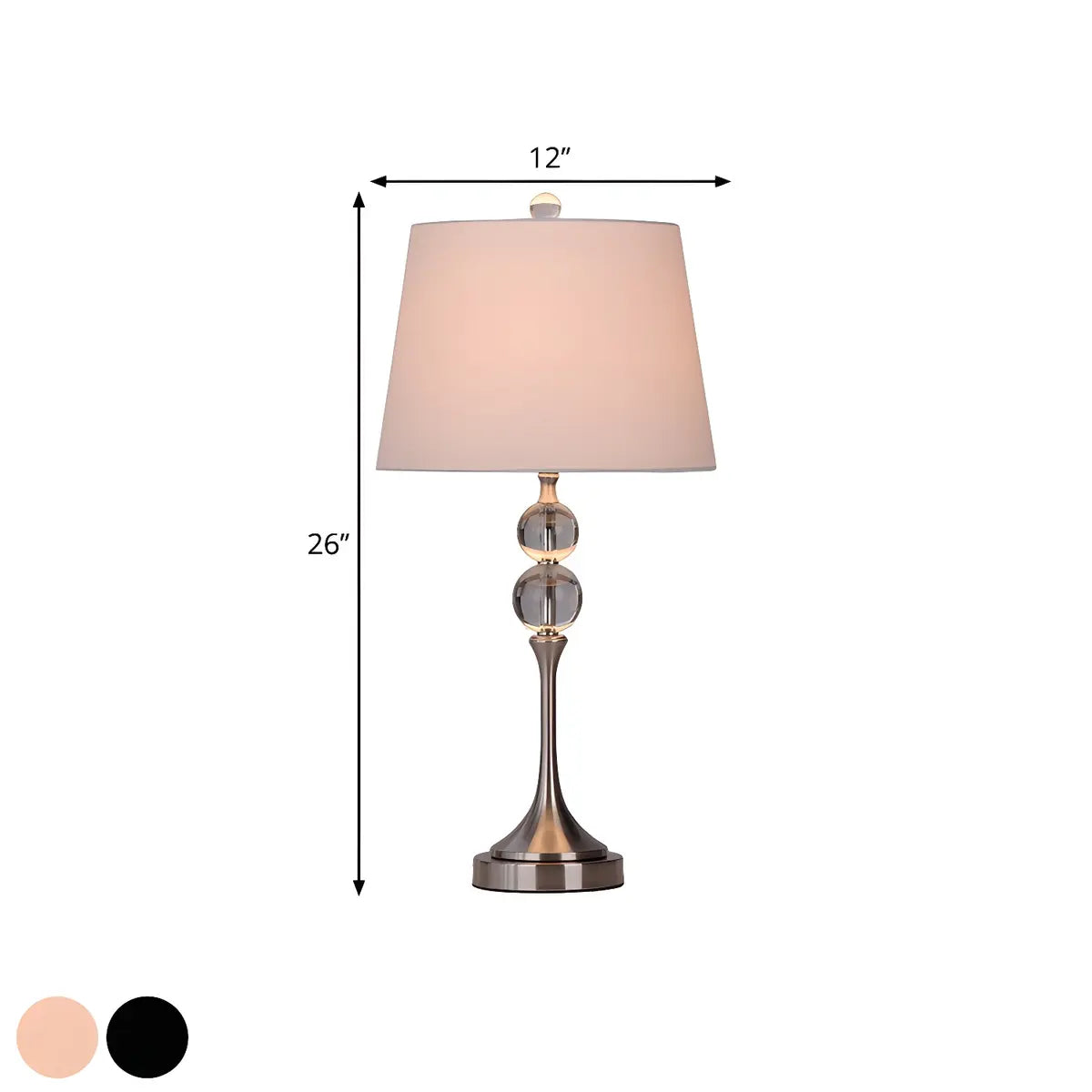 Classic Fabric Bucket Shade Crystal Decor Table Lamp Zawala #size