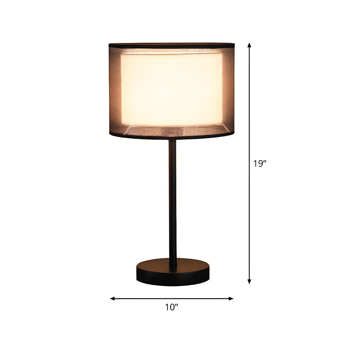 Minimalist Drum Shade Fabric Table Lamp for Living Room Zawala #size