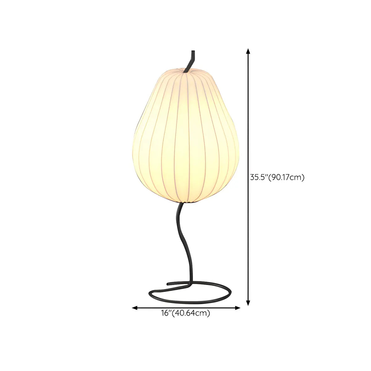 Organic White Pear Shape Curved Stand Floor Lamp #size