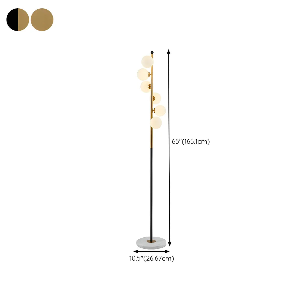 Multi-Light Modern Glass Curved Globe Floor Lamp Zawala #size