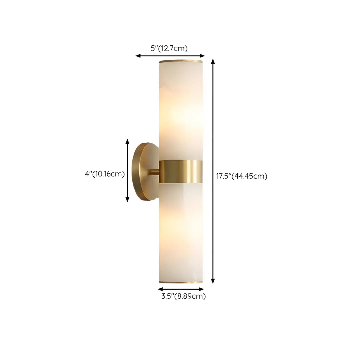 ZOWALA - Modern Stone Cylinder Brass Vanity Light #size
