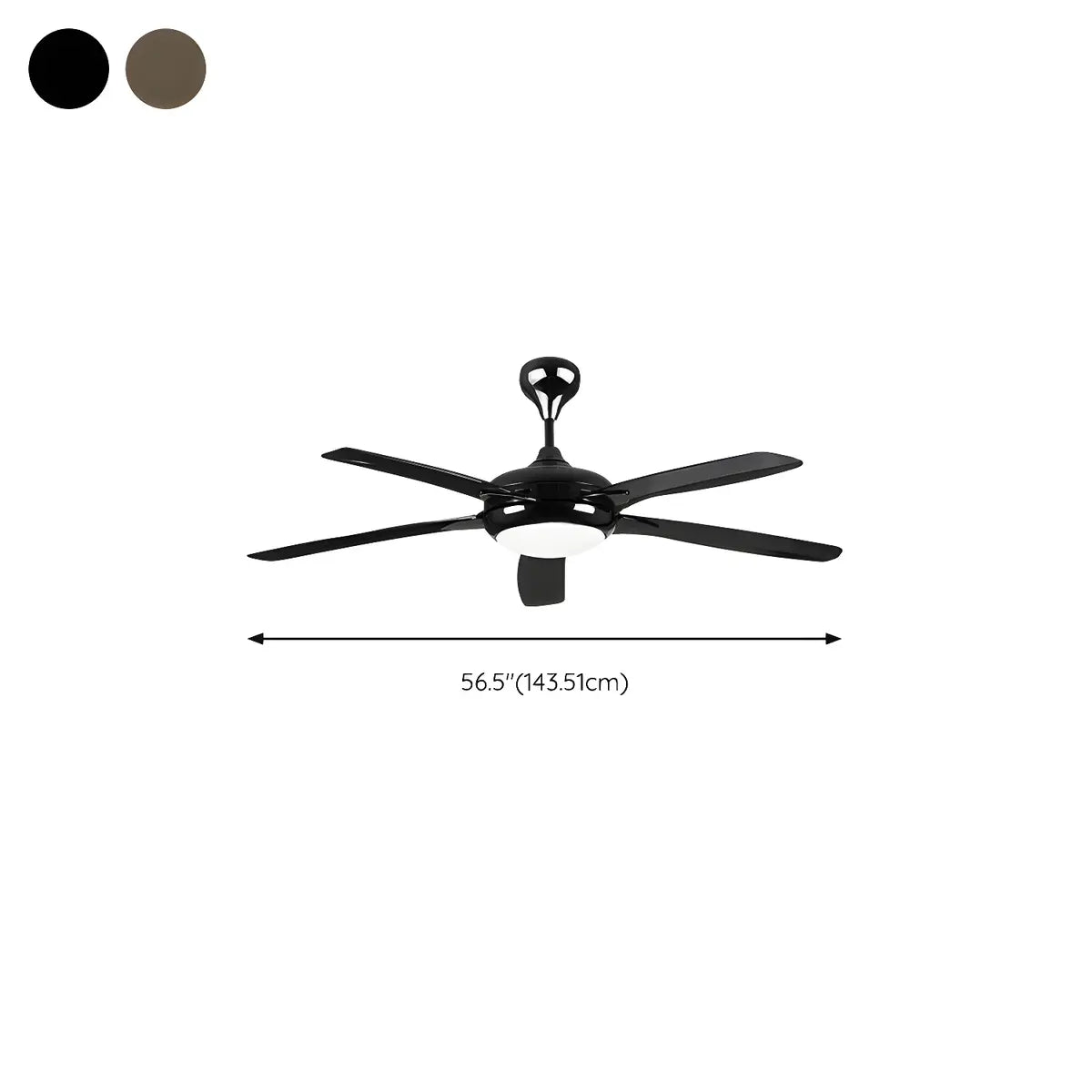 ZOWALA - 57 Inch Modern Living Room Metal Ceiling Fan with Light #size